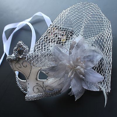 White Floral Venetian Masquerade Mask Party Prom Wedding Halloween Costume