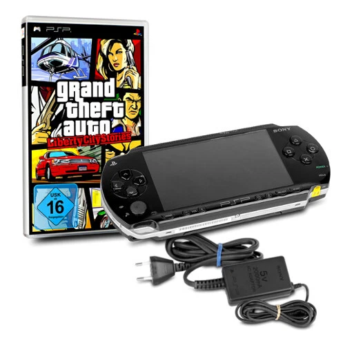 Psp Console 1004 Noir #10A + Origi Câble + Jeu Gta Liberty City Stories