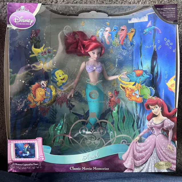 Disney The Little Mermaid Ariel Classic Movie Memories Porcelain Doll Brass Key