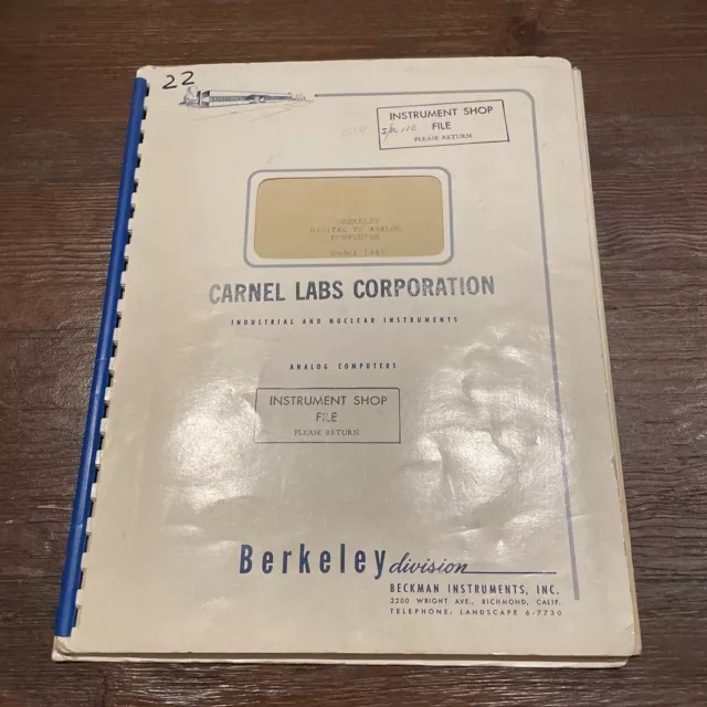 Beckman Berkeley Model 1445 Digital To Analog Converter Instruction Manual