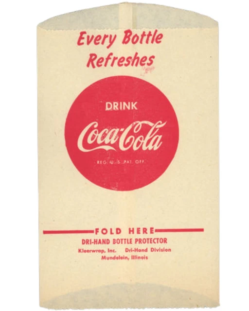 COKE SODA SERVER Vintage 1940s NOS Coca-Cola Bottle Paper Wrapper Red ...