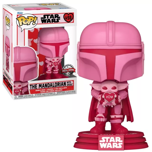 Funko POP! Star Wars The Mandalorian & Grogu (Valentines) #498 Vinyl Figure New