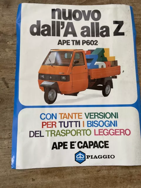 POSTER PIAGGIO Ape TM 602 GRANDE 70x50Cm MANIFESTO VINTAGE ORIGINALE D'EPOCA