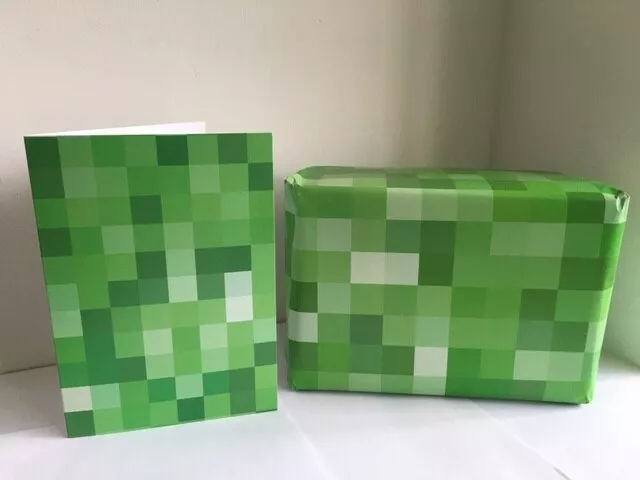 Minecraft Wrapping Paper - Colourful Creeper and Sword - Eco - Recyclable