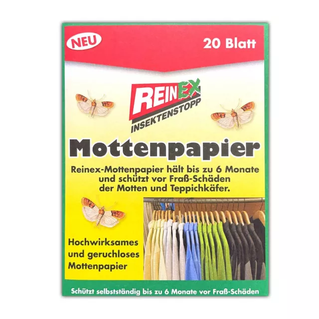 2x 10 Blatt Mottenpaier gegen Kleidermotten | Mottenschutz Mottenbekämpfung