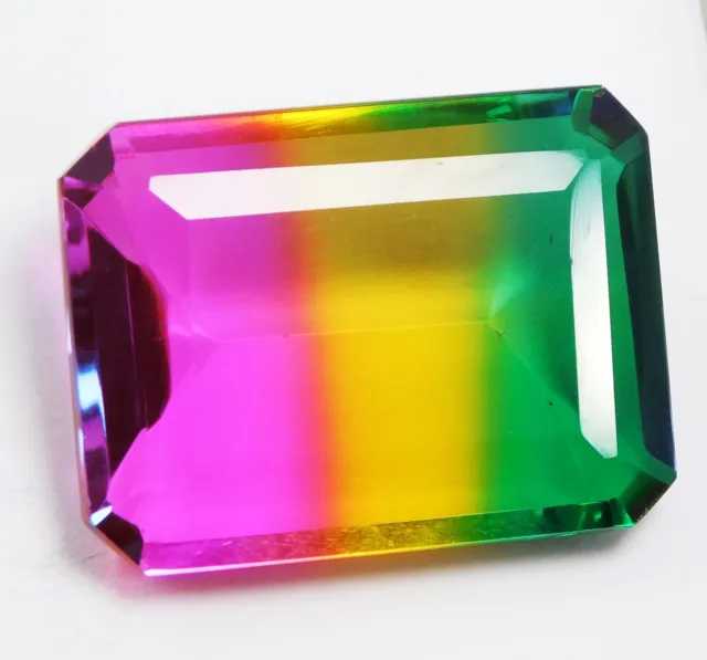 Natural 80.00 Ct Brazilian Watermelon Tourmaline Emerald Cut Loose Gemstone