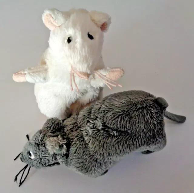 3Pa /  Lot De 2  Doudou Peluche Ikea Mini Gosig Mus Rat Souris Blanc Gris Ttbe