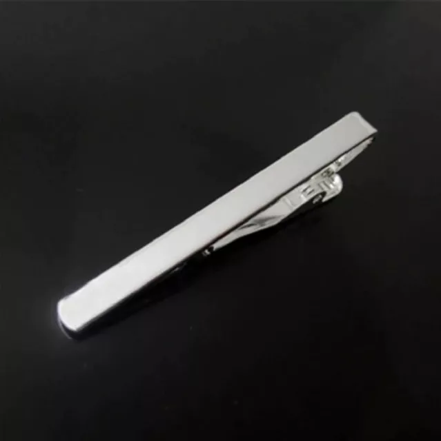 Silber Metall Krawatte Clip Halter Verschluss 50 mm Herren Bar Pin Einfach Neu 2