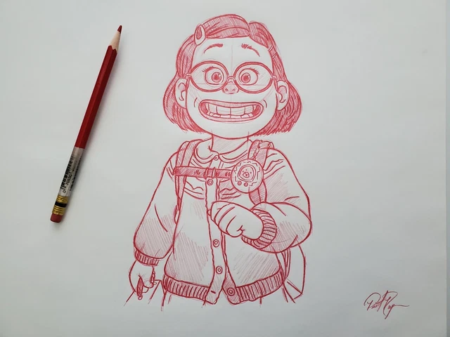 DISNEY PIXAR TURNING Red Mei Lee Drawing/sketch character hand made