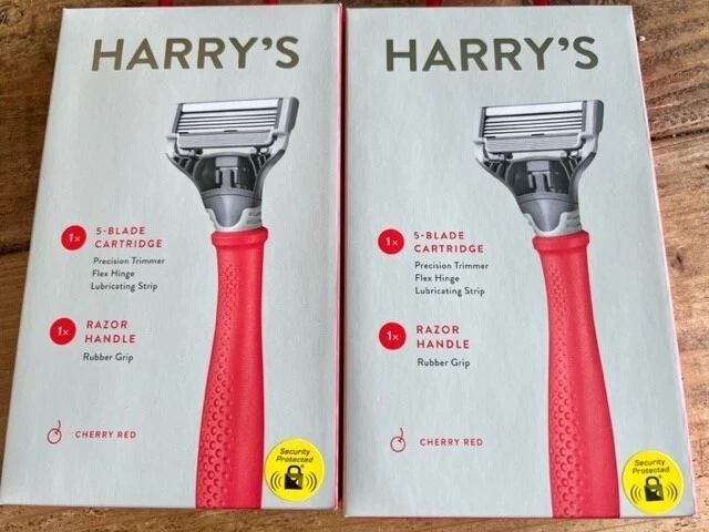Harry's Razors x 2 rojo cereza nuevo en caja precio de venta sugerido por el fabricante £15 por debajo de la mitad *precio de ganga*