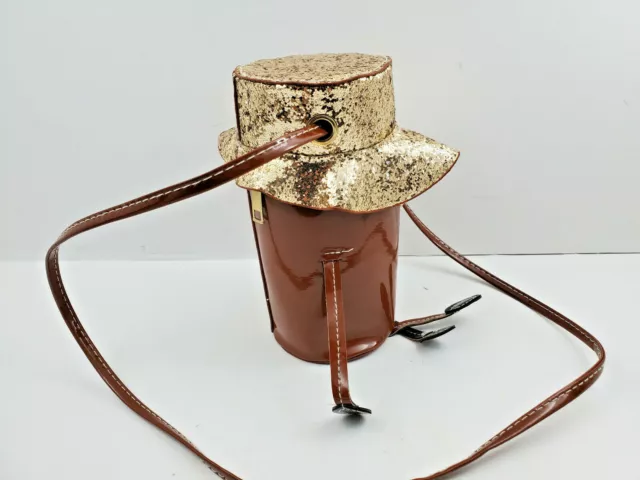 Unique Crossbody Bucket Bag Purse Synthetic Leather With Glitter Hat