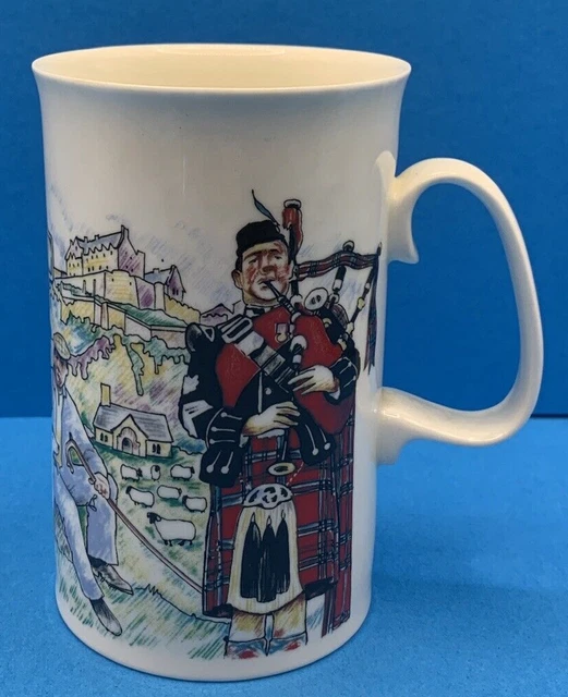 Scotland Cup Mug Dunoon Scottish Bone China Jack Dadd Bagpipe Stone Put Shepherd