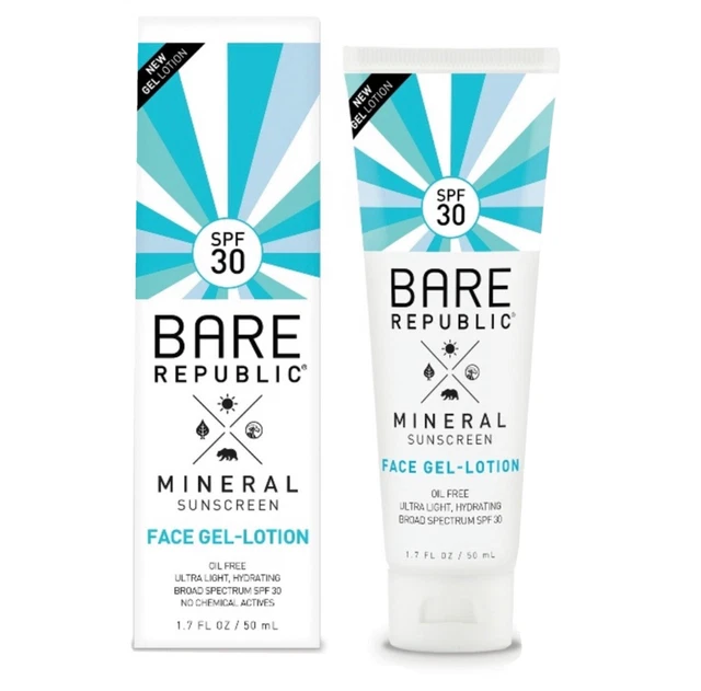 BARE REPUBLIC Mineral Sunscreen Non-Nano Zinc Oxide Face Gel-Lotion SPF 30 Exp’d