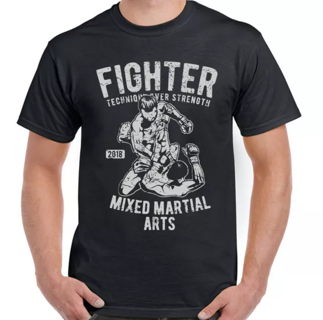 Fighter Hommes Drôle Mélange Arts Martiaux T-Shirt Mma Gym Sport Haut Grappling