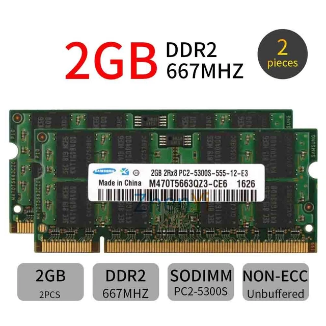 Mémoire RAM PC Portable – 4 Go (2x2 Go) DDR2 800 MHz PC2-6400 SODIMM, Garantie à Vie