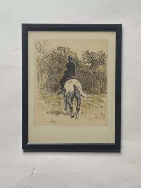 Lady Side Saddle By Snaffles Original Print 1932 Hand Colored Framed Black Frame