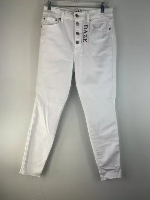 Daze Women's White Button Down Skinny Jeans SZ 30