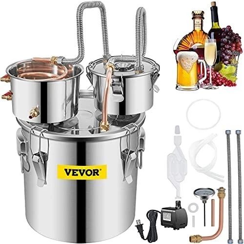 VEVOR Alcohol Still 9.6GAL/38L Alcohol Distiller with Thumper Keg.