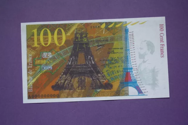 copie d'un billet de 100 francs Eiffel type 1989 non émis 2