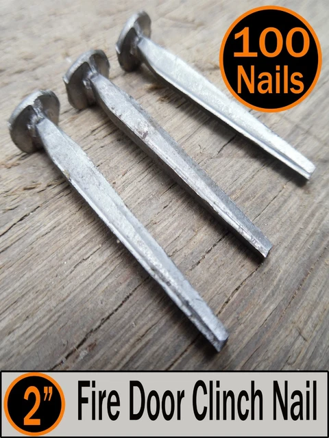 (100) 2" - FIRE DOOR CLINCH NAIL  - Vintage Antique - 6d