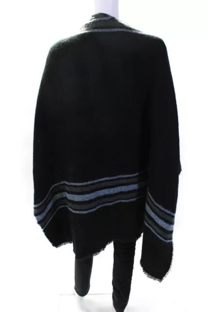 Michael Stars Womens Striped Shawl Sweater Black Blue 3