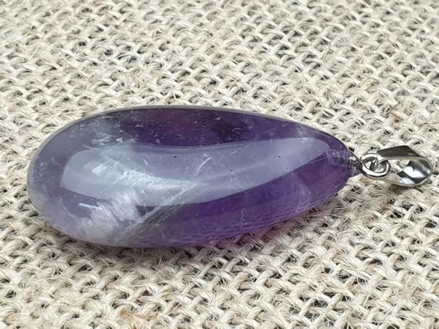 Edelsteinanhänger, Amethyst Lila Oval großer Tropfen Ketten Anhänger, Schmuck 3