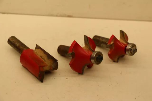 Lot of Three 3 Used Freud 1/2" Half Inch Shank Router Bits 1 Straight 2 Radius