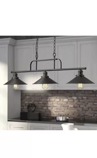 Zeyu Industrial 3 Light Kitchen Island Dining Room Chandelier Oil Brushed Bronze