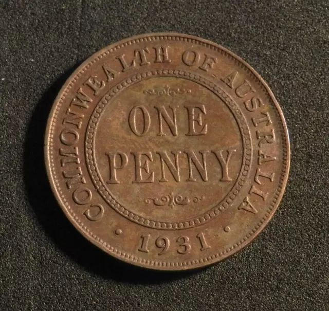 1931 Australian Penny In Fine Condition Low Mintage Coin 6 Lovely Pearls