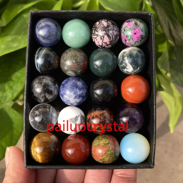 20pc Wholesale Natural Mixed Ball Quartz Crystal Sphere Reiki Healing 15mm+ box