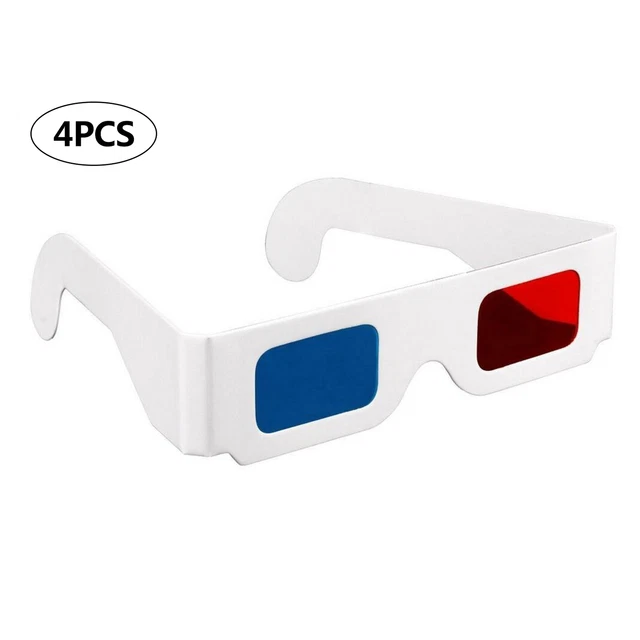 4Pcs 3D Cardboard Glasses Red & Cyan Anaglyph White  Glasses for 3D K9C6