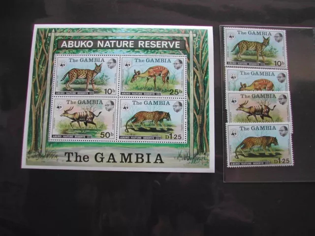 Gambia 1976 Animals Block 2 ** and Set Mi.N.332.335** Early WWF Edition