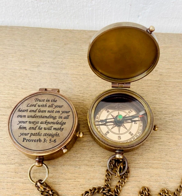 Antique compass Vintage Brass Pocket Brass Nautical Compass Marine gift
