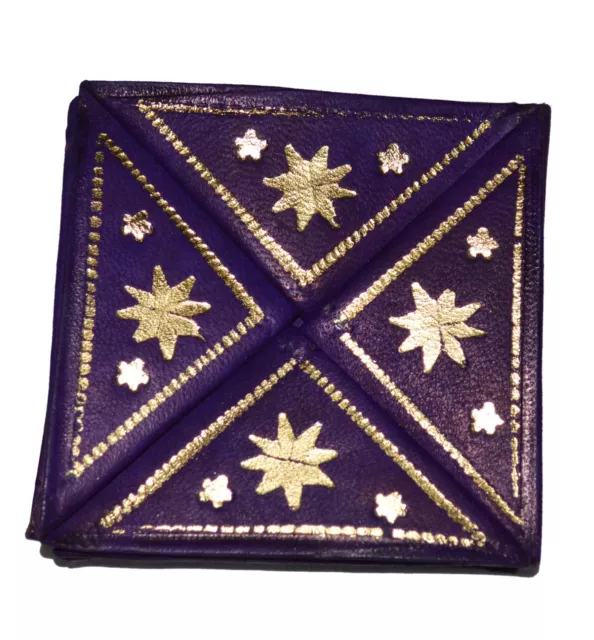 Moroccan Wallet Coin Genuine Leather Bi-fold Handmade Pocket Unisex Purple