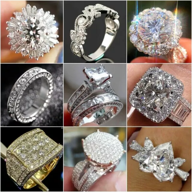 Fashion 925 Silver Rings for Women Cubic Zirconia Jewelry Wedding Ring Size 6-10