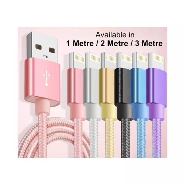 Extra Long Strong Braided Fast Charger Data Cable for iPhone 13 12 11 7 8 X iPad