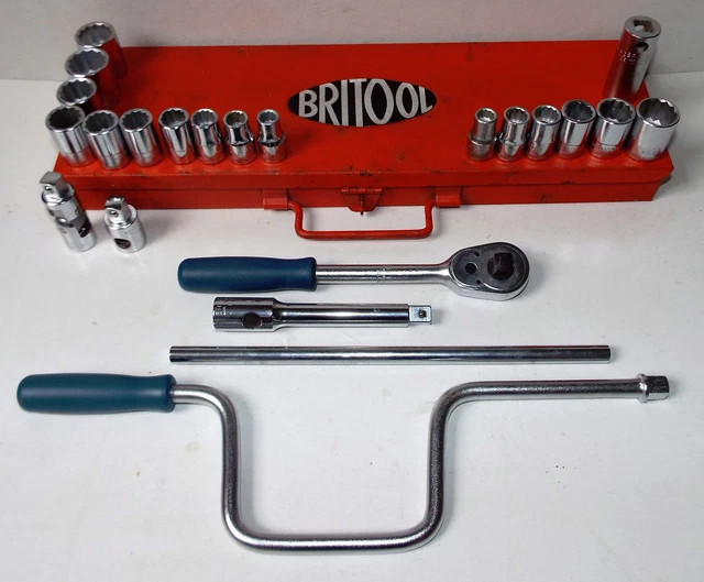 VINTAGE BRITOOL SOCKET Set Na451 B 23 Piece ½” Drive Whitworth Af Bs ...
