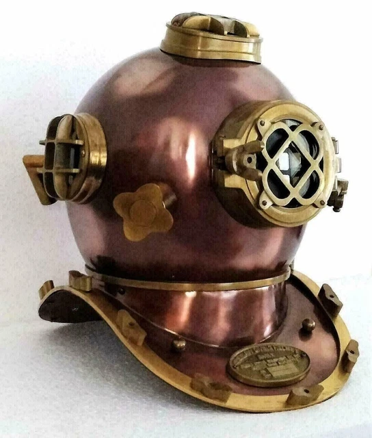 ANCIEN PLONGÉE CASQUE U.S Marine Mark V Foncé Sca Marron Divers EUR 256