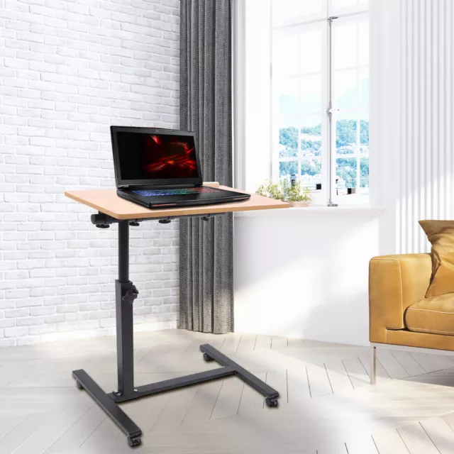 Adjust. Height Laptop Desk Angle Rolling Cart Over Bed Hospital Table Stand