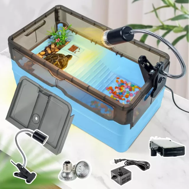 Wedoelsim Turtle Tank kit with Filter+Water Pump+Heat lamp, Wheels, Easy to Move