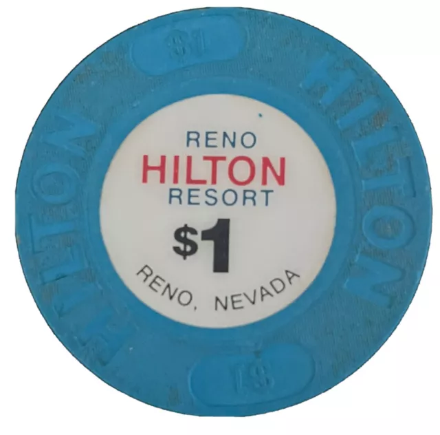 Reno Hilton Resort Casino Poker Chip $1 One Dollar Nevada Obsolete Gaming Token