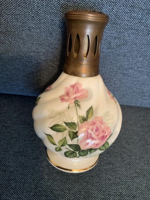 Lampe Berger Ancienne En Porcelaine De Paris Dorée - Diffuseur Vintage