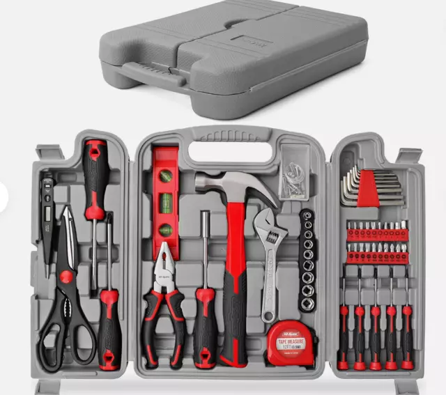 Hi-Spec 54Pc Red Home DIY Tool Kit for the Household, Office & Garage. Complete