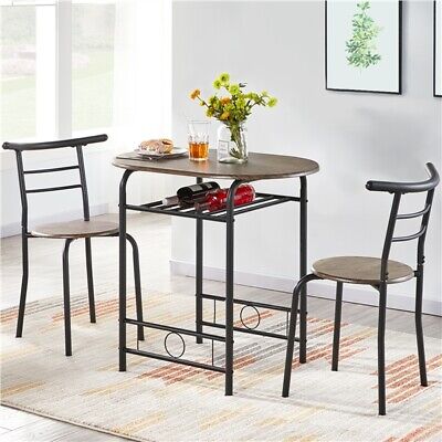 tavolino da pranzo tavolo da bar Set tavolo e 2 sedie tavolo alto da cucina con 2 sedie con ripiano portaoggetti per cucina e soggiorno GOTOTOP 
