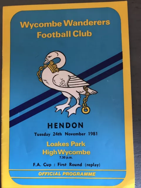 Wycombe Wanderers v Hendon(FA Cup 1st round replay 81/2) 24/11/81