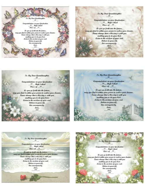 High School Graduation Personalized Poem Gift 4 Granddaughter ~See 6  Variations