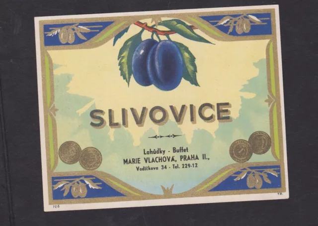 Ancienne étiquette Alcool Tchécoslovaquie BN133829 Prune