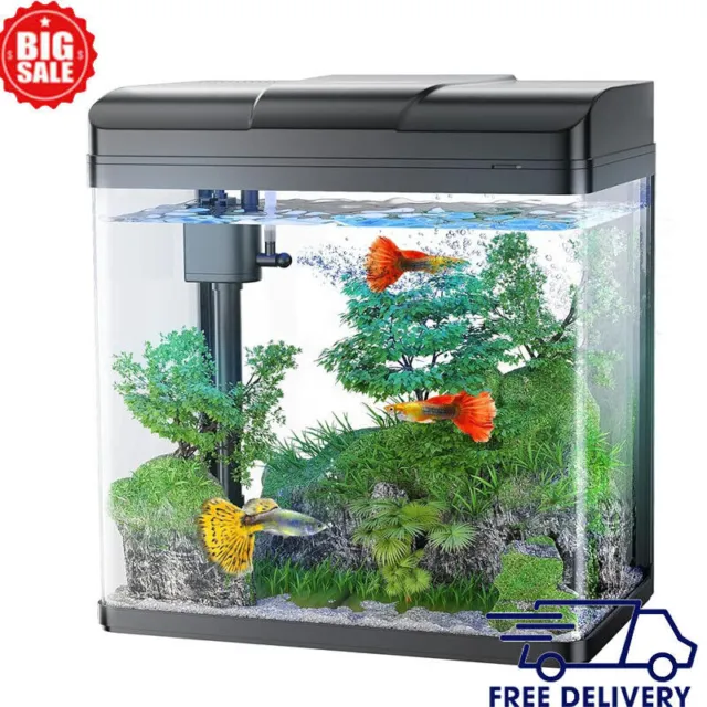 1.7 Gal Fish Tank Glass Aquarium w/ Air Pump & LED Light & Filter Starter Kit