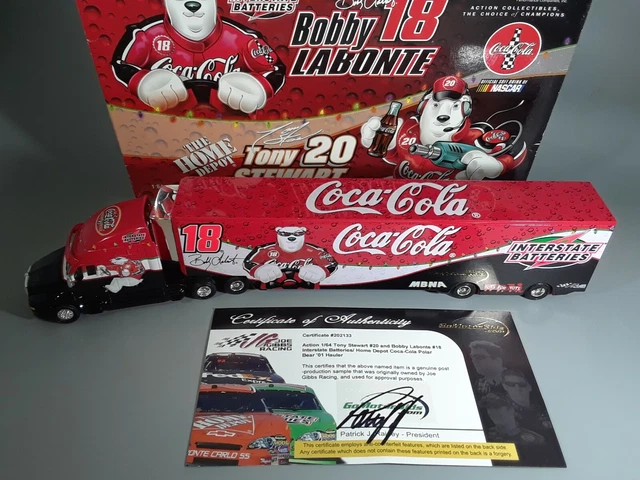 Coca-Cola Polar Bear Car Hauler Bobby Labonte Stewart 2001 Sample #18 #20 w/COA