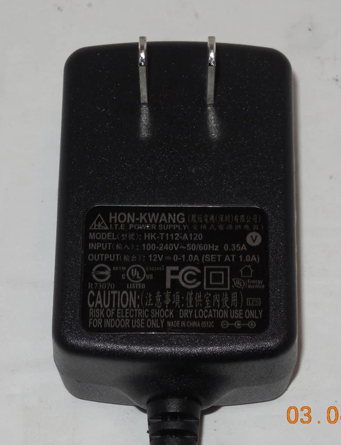 ITE AC/DC POWER Adapter Model HK-T112-A120 Input 100-240V/Output+12V ...